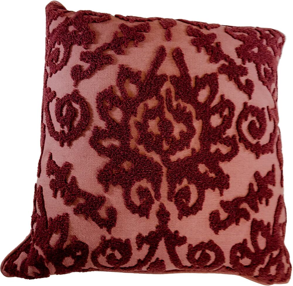 Set of 2 Square Designer Throw Pillow Covers Burgundy Damask Medallion 20"x20"